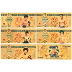 5 Styles Bruce Lee Goldleaf Electroplating Anime Paper Crafts Souvenir Coin Banknotes
