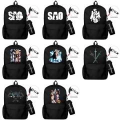 16 Styles Sword Art Online SAO Cartoon Canvas Waterproof Anime Backpack Bag+Pencil Bag