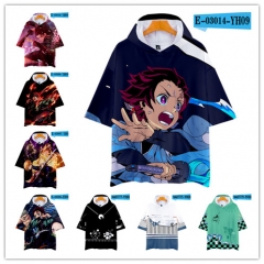 19 Styles Demon Slayer : Kimetsu no Yaiba Cosplay 3D Digital Print Anime T shirt with Hat