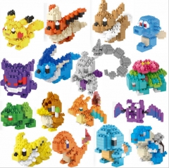 18 Styles Japanese Pokemon Cute Anime Mini Plastic Kids Toy Building Blocks