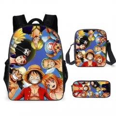 6 Styles One Piece Polyester Canvas School Student Anime Backpack Bag+Shoulder Bag+Pencil Bag(set)