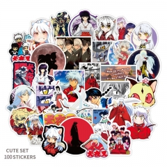100PCS Inuyasha Pattern Decorative Collectible Waterproof Anime Luggage Stickers Set
