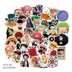 50PCS One Piece Pattern Decorative Collectible Waterproof Anime Luggage Stickers Set