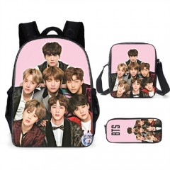 8 Styles K-POP BTS Bulletproof Boy Scouts Polyester Canvas School Student Anime Backpack Bag+Shoulder Bag+Pencil Bag(set)
