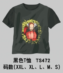 One Punch Man Anime Black Cotton T- shirt