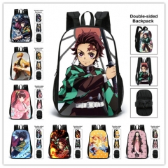 14 Styles Demon Slayer: Kimetsu no Yaiba Polyester Canvas School Student Anime Backpack Double Side Bag