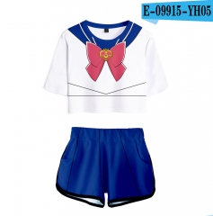 10 Styles Pretty Soldier Sailor Moon Cosplay 3D Digital Print Anime T-shirt and Shorts Set