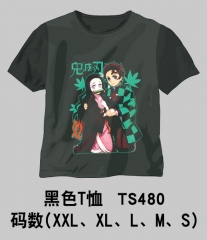 2 Styles Demon Slayer: Kimetsu no Yaiba Anime Cosplay Black Cotton T- shirt