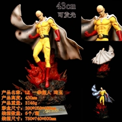 43CM One Punch Man Saitama Model Toy Cosplay Cartoon Statue Saitama Shine Electric Anime PVC Figure ( with Light )