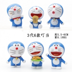 6PCS /SET Doraemon 3 Generations Collection Anime PVC Figure Collection Toy