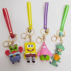 4 Styles SpongeBob SquarePants Cartoon PVC Pendant Keychain