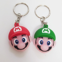 2 Colors Super Mario Bro Cartoon Anime PVC Keychain