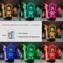 2 Different Bases Judaism Anime 3D Nightlight with Remote Control