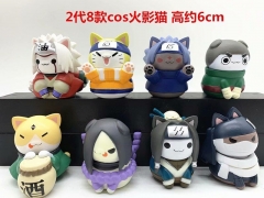 8Pcs/Set Naruto Cat Cosplay Cartoon Character Collectible Anime Figure 6cm
