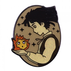 Howl's Moving Castle Calcifer Cartoon Badge Pin Decoration Clothes Anime Alloy Brooch