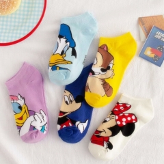 Disney Mickey Mouse and Donald Duck 75% Cotton Anime Short Socks (5pairs/set)
