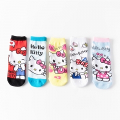 Hello Kitty 75% Cotton Anime Short Socks (5pairs/set)