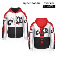4 Styles Chinese Style Cosplay Cartoon Color Print Anime Oversize Zipper Hoodie