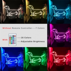 2 Different Bases Dachshund Anime 3D Nightlight with Remote Control