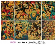One Piece Retro Color Printing Anime Paper Posters (8pcs/set)