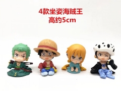4pcs/set 5cm One Piece Cosplay Cartoon Q Sitting Position Model Toy Collection Anime PVC Figure