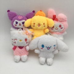 5Pcs/Set 12CM  Hello Kitty My Melody Kuromi Cinnamoroll  Cute Anime Plush Keychain Toy Pendant