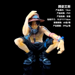 13CM One Piece Squat Ace Anime Cartoon Character Model Toy Anime PVC Figure