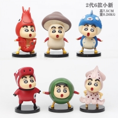 （6Pcs/Set）2 Generation  Crayon Shin-chan   Cartoon Character Model Toy Anime PVC Figure 7.5CM