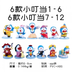 6pcs/set Doraemon Character Toy Anime PVC Figure