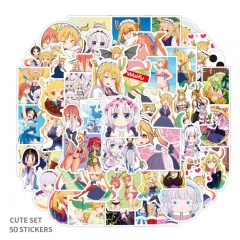 50PCS Miss Kobayashi's Dragon Maid Pattern Decorative Collectible Waterproof Anime Luggage Stickers