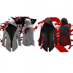 2 Style Power Game Color Printing Wind Coat Hooded Anime Coat