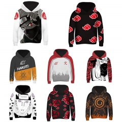 9 Style Naruto Cartoon Pattern Cosplay For Children Long Sleeve Anime Hooded Hoodie