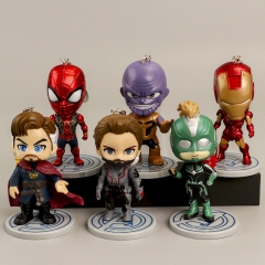6pcs/set Marvel's The Avengers/Captain Marvel Spider Man/Iron Man Anime PVC Figure Keychain(Opp Bag)
