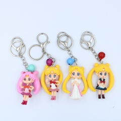 4pcs/set Pretty Soldier Sailor Moon Anime PVC Figure Keychain  (Opp Bag)