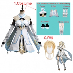 Genshin Impact Lumine Game Cosplay Cartoon Dress Clothes Wig Anime Costume Set