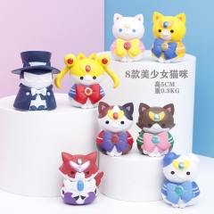 8Pcs/Set Bishoujo Mangekyou Cat Cartoon Character Model Toy Anime PVC Figure Doll 5CM