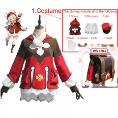 Genshin Impact Klee Game Cosplay Cartoon Dress Clothes Bag Backpack Anime Costume Set