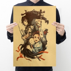 Demon Slayer: Kimetsu no Yaiba Cartoon Placard Home Decoration Retro Kraft Paper Anime Poster