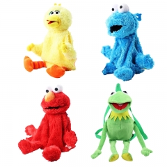 4 Style Sesame Street Elmo/Cookie Monster/Big Bird/Kermit Anime Plush Backpack Bag