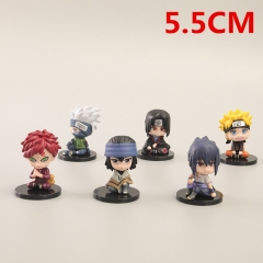 6PCS/SET 5.5CM Naruto Sitting Style PVC Anime Figure Toy (Opp Bag)