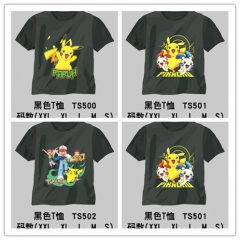 3 Styles Pokemon Anime Black Cotton T- shirt ( S~XXL)