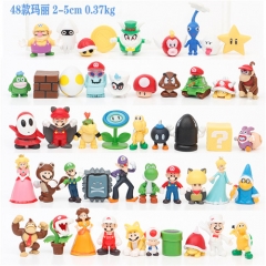 48pcs/set Super Mario Bro Mini Cartoon Character Collectible Anime Figure 2~5cm
