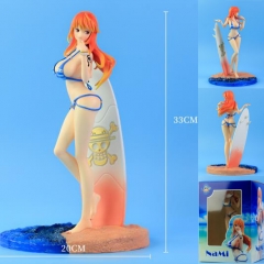 33CM One Piece Nami Beach Surfing Character PVC Anime Figure Toy