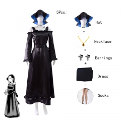 Master Death and Black Maid Alice Cosplay Hat Dress Earring Necklace Socks Anime Costume Set