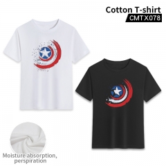 Captain America Cosplay Decoration Cartoon Two Side Color Print Anime Canvas T Shirt