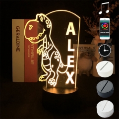 2 Different Bases Dinosaure Tyrannosaurus Rex Anime 3D Nightlight with Remote Control