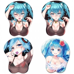 4 Styles Hatsune Miku 3D Breast Sexy Mouse Pad Silicone Wrist