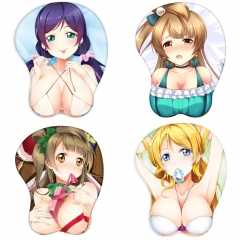 4 Styles LoveLive 3D Breast Sexy Mouse Pad Silicone Wrist