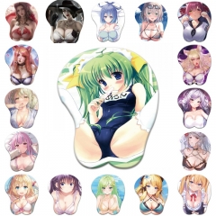 26 Styles Two Dimensions Anime 3D Breast Sexy Girls Mouse Pad Silicone Wrist