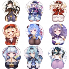 15 Styles Genshin Impact 3D Breast Sexy Mouse Pad Silicone Wrist